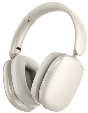 MOXYOY Wireless Bluetooth Headphones 6.0 Bluetooth with Microphones | 65H Playtime Hi-Res Audio,Foldable Comfortable Breathable Soft Earpads for iOS Android PC, Starlight