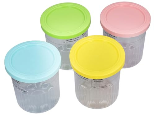 CFTGIW 4 Pièces Pot de Stockage 701-800 Ml Récipients de Stockage de Crème Glacée Tasses de Remplacement de de Crème pour un Pot de Alternatif élégant Récipient de de Nourriture pour bébé Tasse de