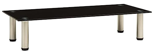 YNGBHFNOP Meuble TV Moderne Noir Verre Trempé 80 cm, Table Basse Salon Solide pour Télévision et Home Cinéma, Support Multimédia avec Plateau en Verre Sécurisé 8 mm