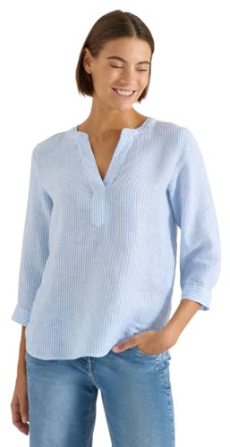 Cecil Damen 3/4-Arm Bluse mit Split Neck aus Leinen
