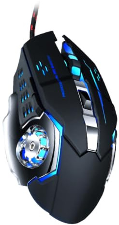 SAFIGLE Gaming Maus Computermaus aus Abs und Metall Kabelgebunden 800/1600/2400/3200 DPI Plug and Play USB Maus Schwarz für PC Desktop und Laptop