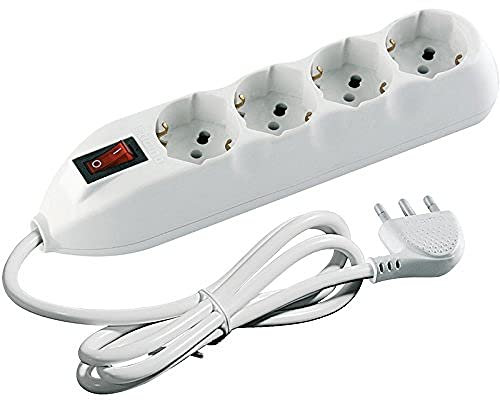 BTicino 3680DB Multiprise Poker, 4 Prises universelles et Interrupteur Lumineux, 3500 W, 250 V, Blanc