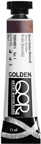 GOLDEN QoR Artist Watercolors, Burnt Umber (Natural), 11 ml Tube