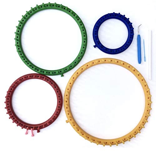 Round Knitting Loom Set of 4. With pink extra-pegs to be fitted.