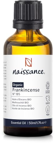 Naissance Organic Frankincense Essential Oil (No. 185) - 50ml - 100% Pure, Certified Organic, Vegan, Cruelty Free, Steam Distilled & Undiluted - for Aromatherapy & Diffusers