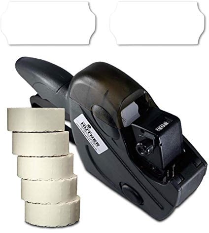 Preisauszeichner Set Uno C8 inkl. 5 Rollen 26x12 Preisetiketten - weiss permanent | MHD Datumsauszeichner | HUTNER