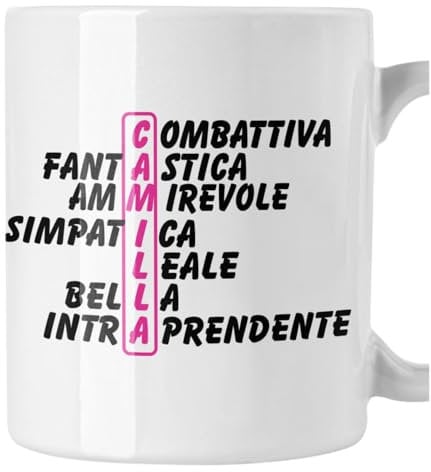 bubbleshirt Tazza Mug divertente con nome Camilla e aggettivi simpatici Idea Regalo Compleanno Natale in ceramica