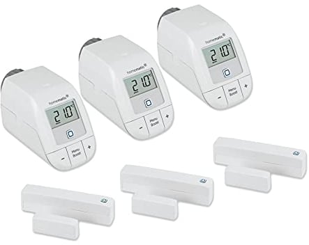 Homematic IP 3er-Set Smart Home Heizen - Heizkörperthermostat und Fenster- und Türkontakt