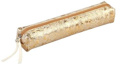 Clairefontaine 410021C Schlampermäppchen aus Leder Celeste Slim, 4 x 2,5 x 19,5cm, 1 Stück, Lazer Gold