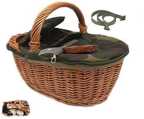 Miscellaneus Cesta paniere in Vimini per Funghi con Coltello