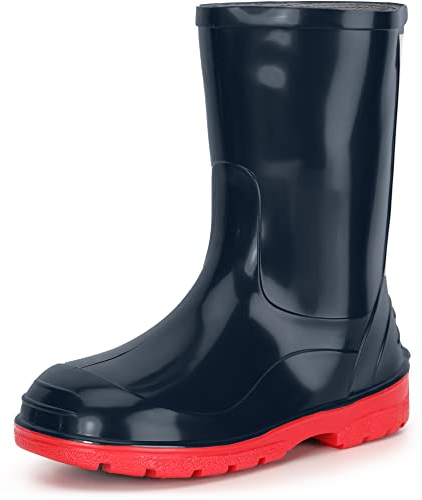 Ladeheid Gummistiefel Kinder Hohe wasserdichte Regenstiefel für Jungen und Mädchen LA-939 (Dunkelblau/Rot, 31 EU)