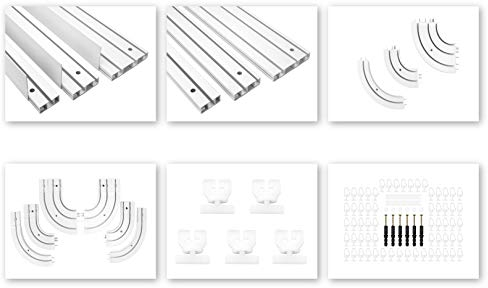 HEXIM Vorhangschienen & Zubehör aus PVC - Auswahl von 1, 2 & 3-läufigen Schienen, Rundbögen, Montagezubehör sowie Blenden - OM Modellreihe (3-läufige Gardinenschiene, 2 Meter)