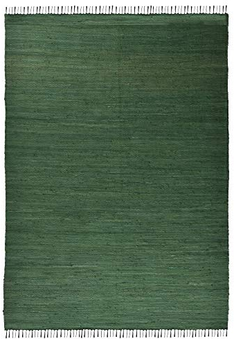 Theko Young Fashion Klassischer Teppich strapazierfähig aus 100% Baumwolle in der Farbe Dunkelgrün 308, Maße: 120cm x 60cm, 420125