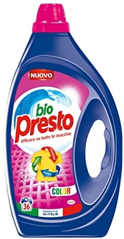 Bio Presto Liquido Color Detersivo Lavatrice per Capi Colorati, 36 Lavaggi