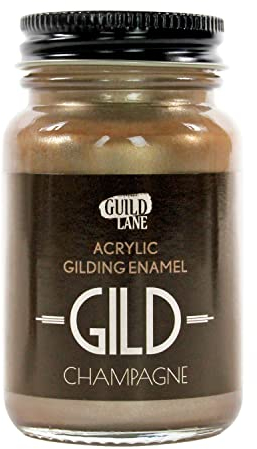 Guild Lane - GILD Acrylic Gilding Enamel Paint - Champagne - Furniture, Metal, Glass, Wood, Plastic, Ceramics & More - Water-Based Metallic Paint - 60ml Jar