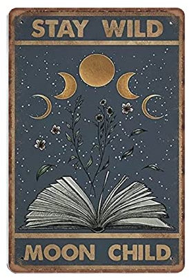 DAIERCY Love Book – Stay Wild Moon Kind Blechschilder Lustiges Vintage Metallschild Plaqu Poster Wandkunst Pub Bar Küche Garten Badezimmer Wohnkultur 140 x 200 mm