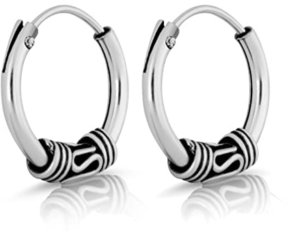 NKlaus Creolen 925 Sterling Silber, Ø 10mm, 1,3mm, 8 mm, keltisch, 2 Stück