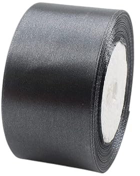 Satinband Dunkelgrau 50mm, 23 Meters Dekoration Präsent Geschenkband breit Schleifenband, Stoffband für kleid Hochzeit, Taufe und Geburtstag Geschenke,Satin Dekoband, Deko Band Geschenkverpackung