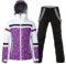 GS SNOWING Damen Skijacken und Hosen Set Winddicht Wasserdicht Isoliert Schneeanzug Winter Warm Snowboarden Schneemantel, #002lila/schwarz, Medium