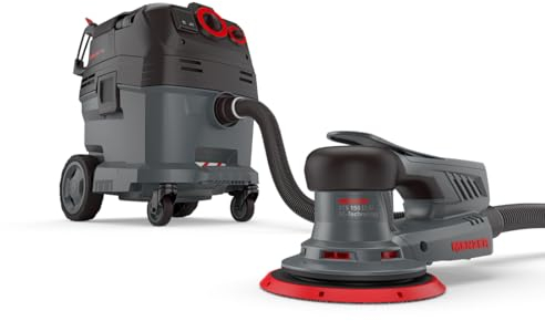 MENZER Levigatrice Rotorbitale ETS 150 2.5 & Aspiratore di Sicurezza (Aspiratore a Umido/Secco) VCL 530 PRO incl. Set di Abrasivi