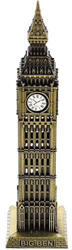 Sewroro England Big Ben Statue London Big Ben Real Clock Tower Statue Metall Big Ben Sammlerfigur London Wahrzeichen Desktop-Dekoration (Bronze)