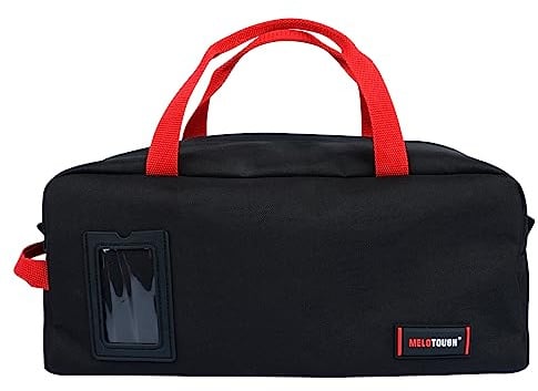 MELOTOUGH Bolsa de herramientas de lona de 16 pulgadas con cremallera, organizador de herramientas portátil resistente para electricistas, fontanería, técnicos, HVAC (negro)