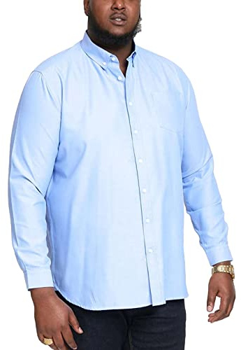 D555 Men's Plus Size Richard Basic Oxford Long Sleeve Shirt in 5 Colours 2XL to 6XL