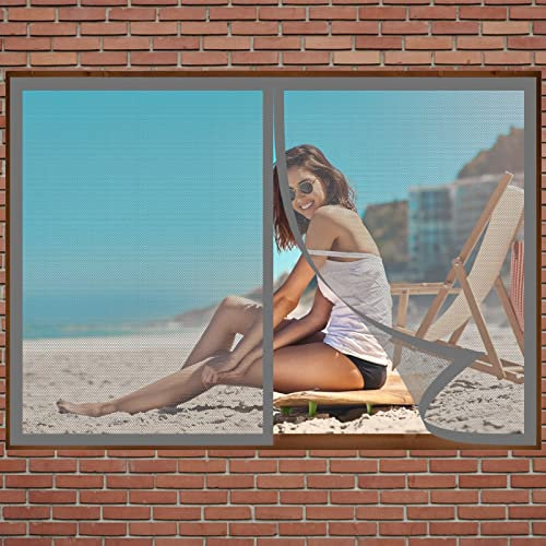 Traspirante Zanzariere Magnetiche 60 x 120 cm Telaio Magnetico Per Finestra Mantiene Stanza Traspirante Zanzariera Per Lucernario Zanzariera Per Finestre Per Tutte Le Finestre, Grigio