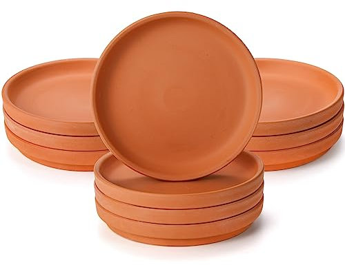 Suwimut Terracotta Pot Plant Saucer, 15cm/6inch Round with Drainage Hole, Clay Drip Trays for Indoor/Outdoor Plants