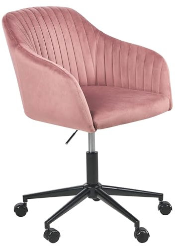 Beliani Bürostuhl Samtstoff rosa höhenverstellbar drehbar rollbar modern Venice