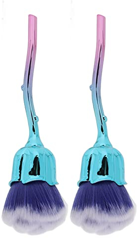 2pcs Pennello per Polvere per Unghie, Pennello per Unghie a Forma di Rosa, Pennello per Nail Art per Capelli in Nylon, Pennello per Polvere per Nail Art con Manico a Rosa, Strumenti per la Pulizia del