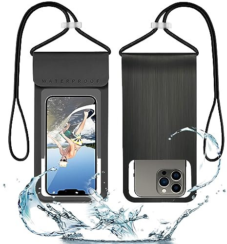 BERITNI Pochette étanche pour téléphone, étui universel pour téléphone portable, grand cordon étanche compatible avec iPhone 14/13/12/11/Pro/Max, Samsung Galaxy, tous les smartphones - Noir