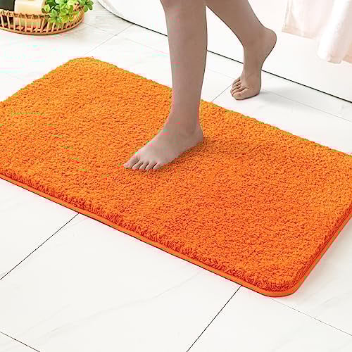 MIULEE Badematte Weiche Badteppich rutschfest Badvorleger Fußmatte Badzimmermatte Bettvorleger Flauschig Teppich Badezimmerteppich Duschmatte für Bade & Wohnzimmer Schlafzimmer 70x120 cm Orange