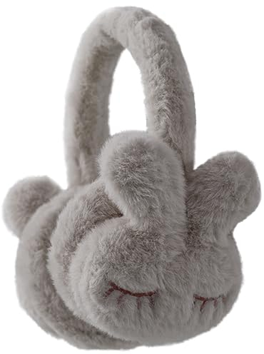 Ohrenschützer Winter Kinder Flauschig, Ohrenwärmer Kinder Jungen Mädchen Universal, Ohrwärmer Baby Superweicher Plüsch, Ohrwärmer Fleece Windschutz Outdoor Sport Verstellbare Größe Faltbar (Grau)