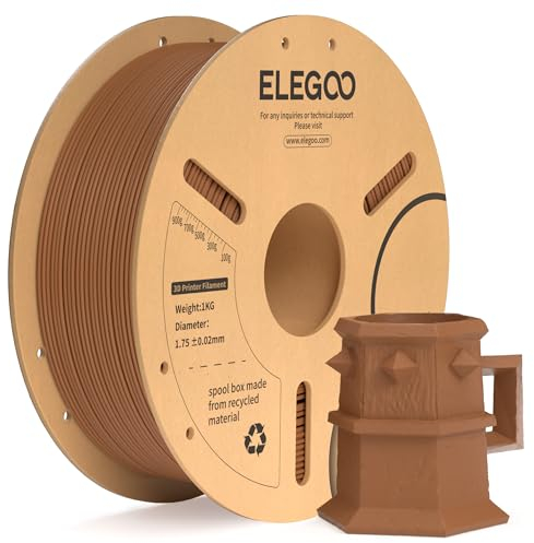 ELEGOO PLA+ Filament 1.75mm Braun 1KG, PLA Plus 3D Drucker Filament, Härter und Stärker 3D Druckmaterialien, Maßgenauigkeit +/-0,02mm, Kompatibel mit FDM-Drucker(1KG/Spool, 2.2lbs)