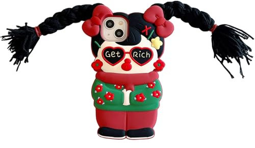 YAKVOOK Kawaii 3D Silicone Braided Girls DIY Fun Cute Case for iPhone 13 Pro Max