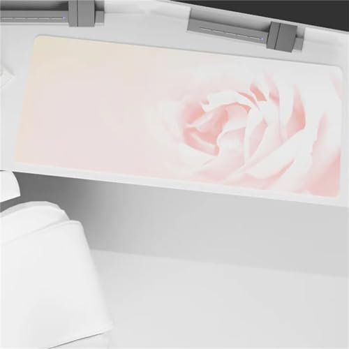 Tapis de Souris XXL Fleur Rose Pâle Grand Tapis de Souris Gamer 700x300x2mm Gaming Mousepad avec Base en Caoutchouc Antidérapant Améliore la précision et la Vitesse