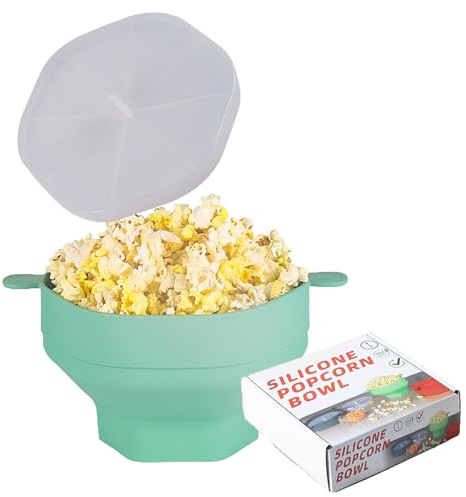 Eruceky Popcorn Mikrowelle, Faltbares Popcorn Fass, Silikon Popcorn Fass, für Party, Kino, Haus, Küche(Grün)