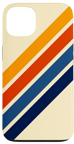 Bunte Retro-Streifen im 70er-Jahre-Stil auf Beige Hülle für iPhone 13