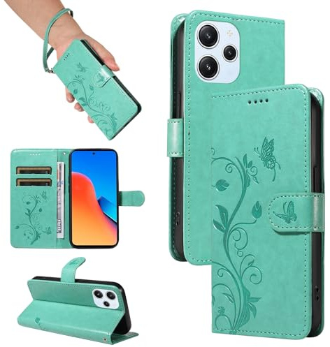SRISHP Cover per Redmi 12 4G / 5G Custodia, Verde | Magnetica Cover a Libro, Portafoglio con Slot per Schede, Custodia in PU Pelle, Supporto Stand Cover