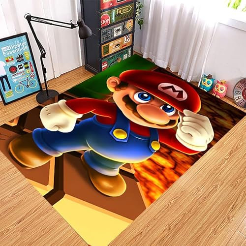 MUICIN Teppiche, 3D gedruckt Mario Schlafzimmer Fußmatten, gemütliche Schlafzimmer Teppiche, Wohnzimmer, Kinderzimmer Dekor.,100 * 160cm