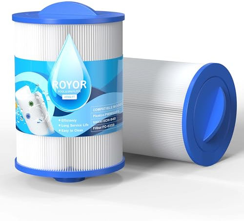 ROYOR Filtro spa PWW50 per vasca idromassaggio, filtri per vasca idromassaggio, ricambi Unicel 6CH-940, PWW50P3 (filettatura grossa 1-1/2), Filbur FC-0359, Waterways 817-0050, filtro Viking Spa da 45