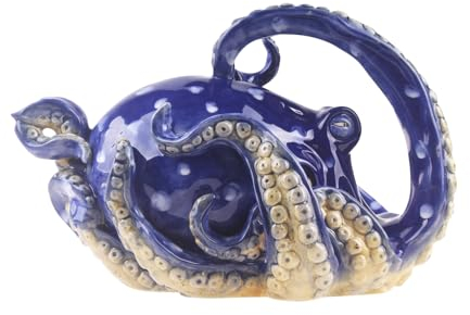Exquisite Handbemalte Tiermotiv-Teekanne: Genuss in Stil (Octopus blau)