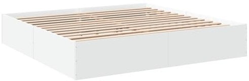 vidaXL Bettgestell, Bett Doppelbett für Schlafzimmer, Bettrahmen mit Lattenrost, Schlafzimmerbett Modernes Design, Weiß 200x200cm Holzwerkstoff