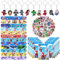 JunMallko Spi-der Party Mitgebsel Set, 82Pcs Spi-der Kindergeburtstag Party Favours, 10 Spi-der Schlüsselanhänger, 12 Snap Bracelets, 10 Geschenktüten, 50 Aufkleber, Spi-der Geschenke