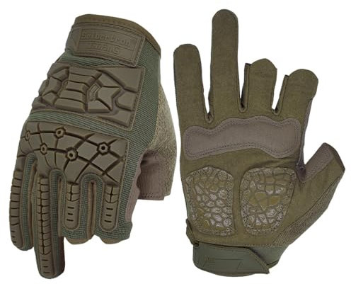 Seibertron T.T.F.I.G 2.0 Herren Taktische Militär Flexibler TPR-Aufprallschutz Dreihalber Finger Handschuhe für Kampfjagd Wandern Airsoft Paintball Motorrad Outdoor Handschuhe Armeegrün XXL