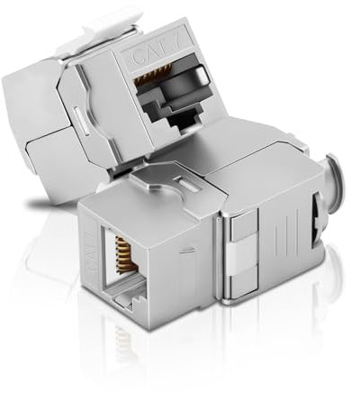 2 Stück CAT 7 Keystone Modul - RJ45 Buchse Abschirmmodul STP, Werkzeuglos LSA Netzwerk Adapter, LAN Verlängerung Verbinder,10 Gbps | 1000M, für Cat 7,Cat 6a,Cat 6, für TV, PC, und Andere Geräte