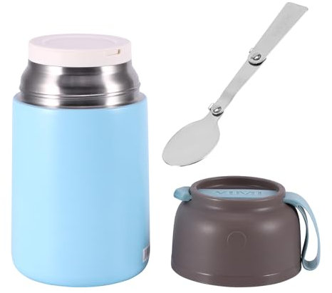 Recipiente térmico de acero inoxidable de 700 ml, para comida con cuchara, fiambrera térmica para niños, de acero inoxidable, para alimentos, adultos, de acero inoxidable, para sopas, gachas