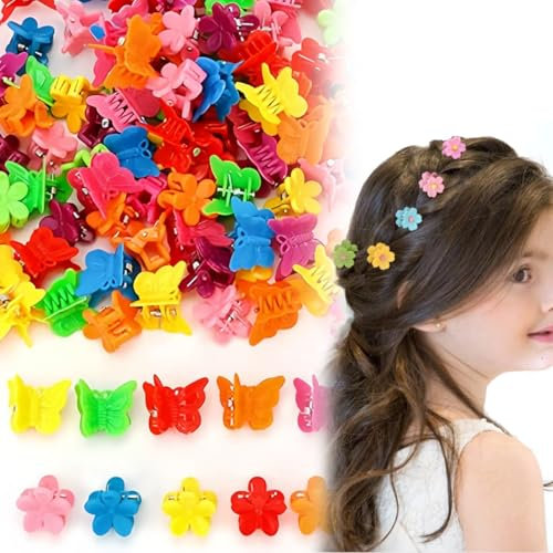 Pinces à Cheveux Fille, 100 Pièces Petite Pinces Cheveux Bébé, Mini Accessoires de Cheveux Mode pour Fille, Fleur Pinces à Cheveux Fille, Clips Mignons pour Bébé Fille Femme