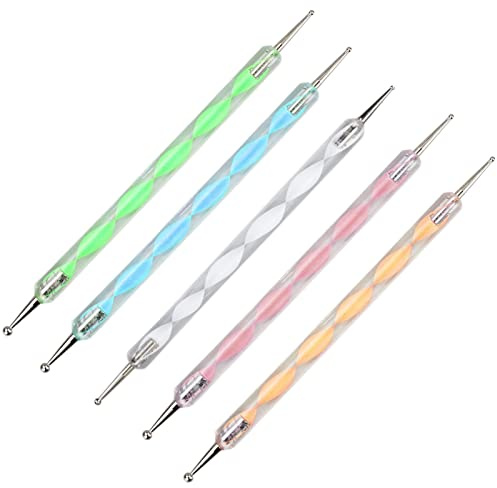 Juego de 5 bolígrafos para decoración de uñas, escultura de uñas, doble punta, dibujo de uñas, para decoración de uñas, herramienta de veteado
